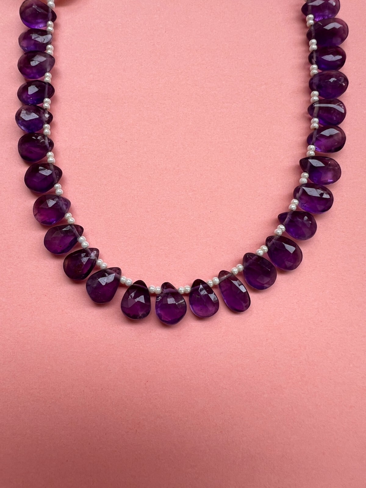 Natural Amethyst Faceted Pear Briolette Beads 1 Strand 8-9mm Teardrop Gemstone