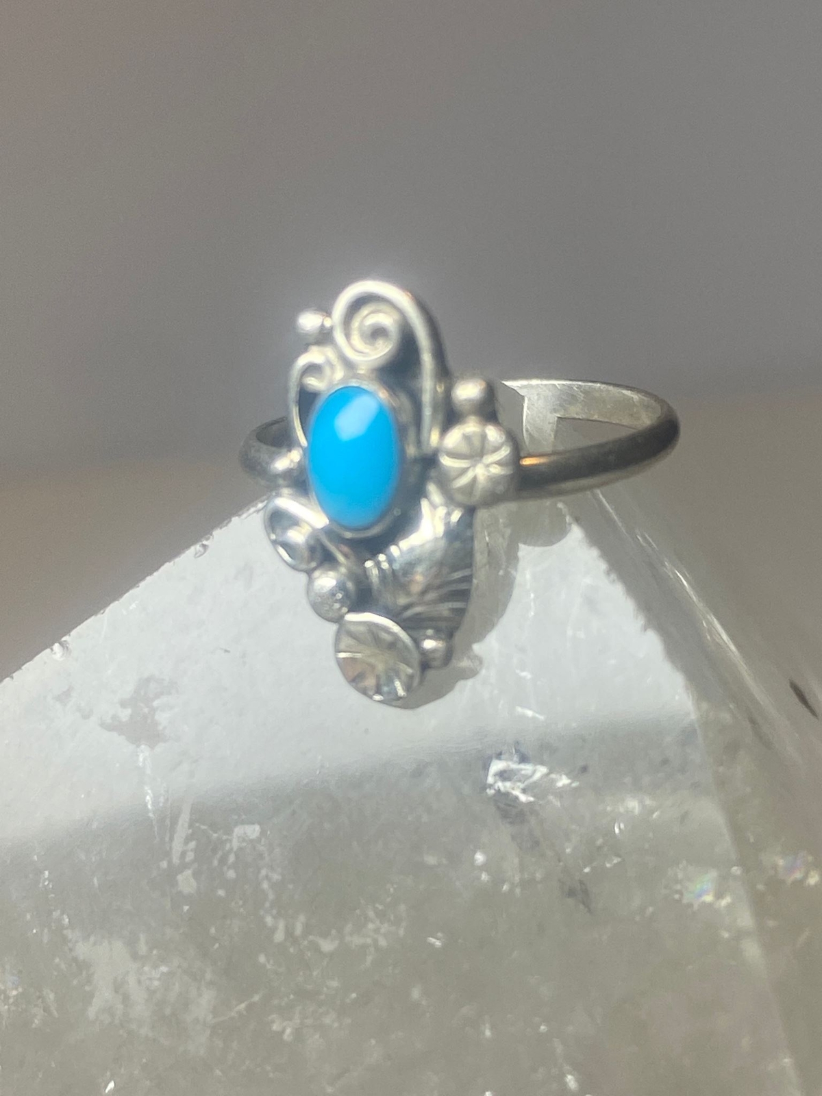 Turquoise ring southwest pinky floral leaves blossom baby children women girls