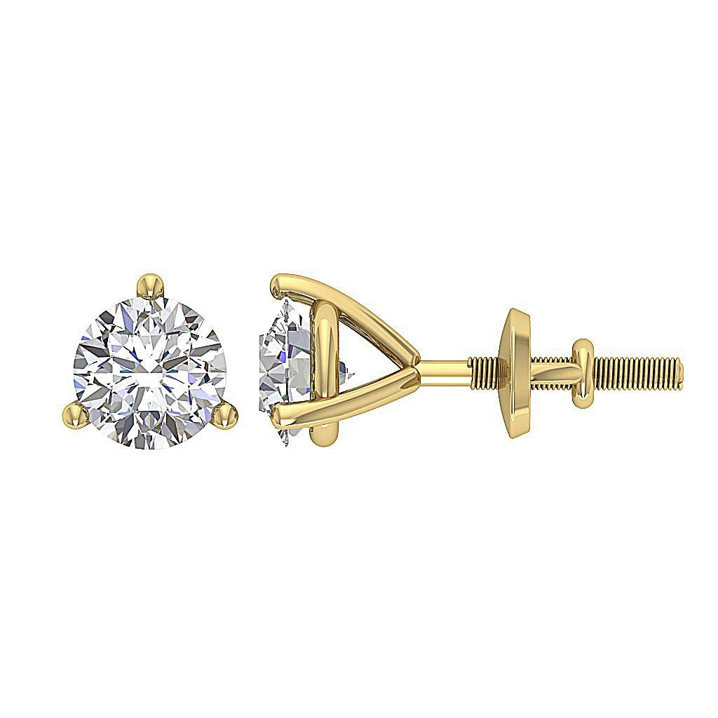 Martini Prong Set 0.70Ct Natural Diamond Solitaire Studs Earrings 14K Solid Gold
