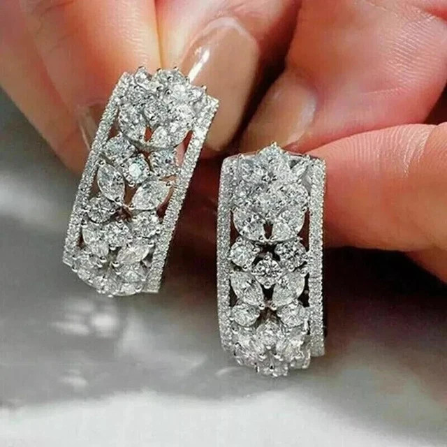 2.00 Ct Round Cut Moissanite Huggie Hoop Woman’s Earrings 14k White Gold Plated