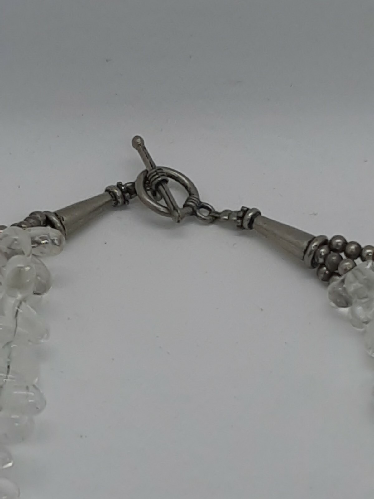Raindrops of Light Triple Strand Necklace Rock Quartz Crystal Teardrop Beads
