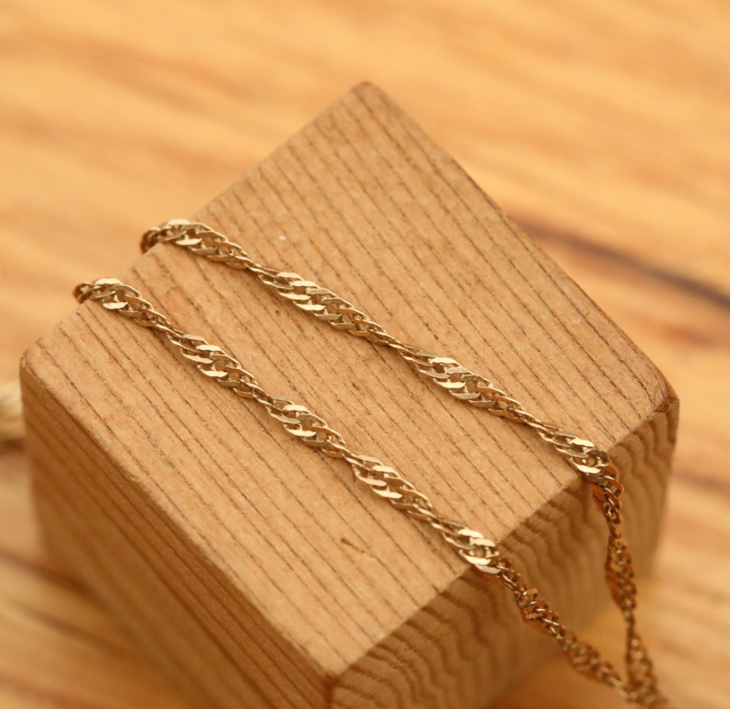 9ct Solid Yellow Gold 19″ Chain Necklace & an Evil Eye Pendant, Charm Vintage