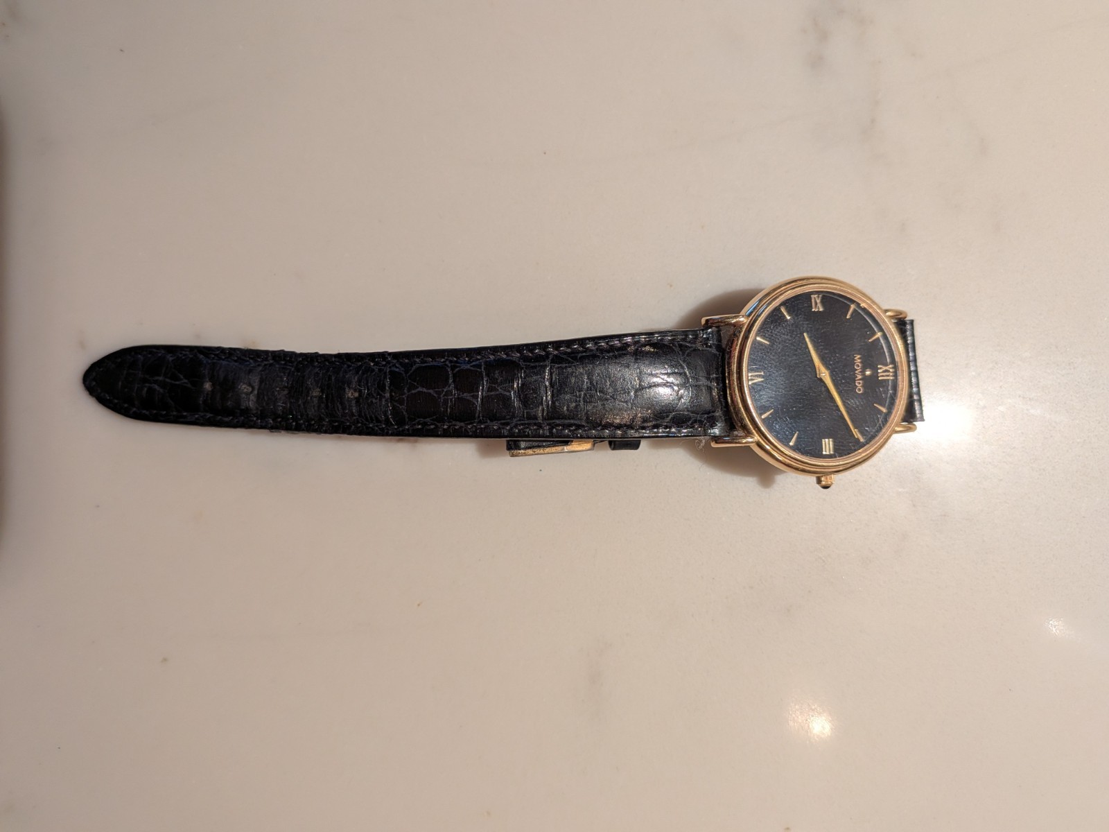 Vintage Movado Museum Watch Gold Tone 87-64-0885 Black Dial Quartz Men’s Swiss