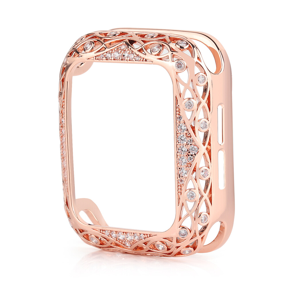 Crystal Metal Frame Case Cover for Apple Watch 9 8 7 6 5 4 3 SE 40/41/42/44/45mm