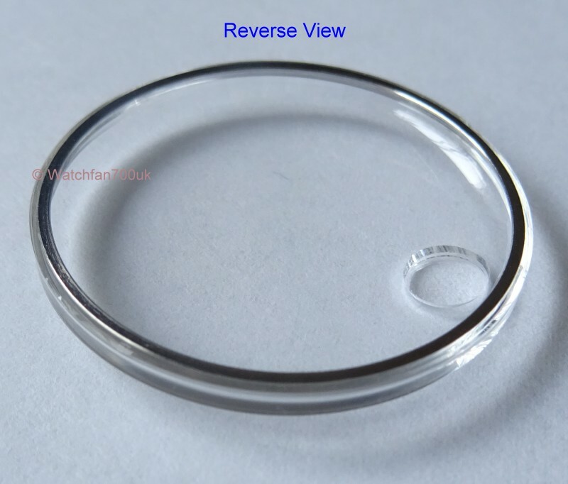 Domed Acrylic Crystal With Chrome Ring + Date Window 28mm to 33.5mm