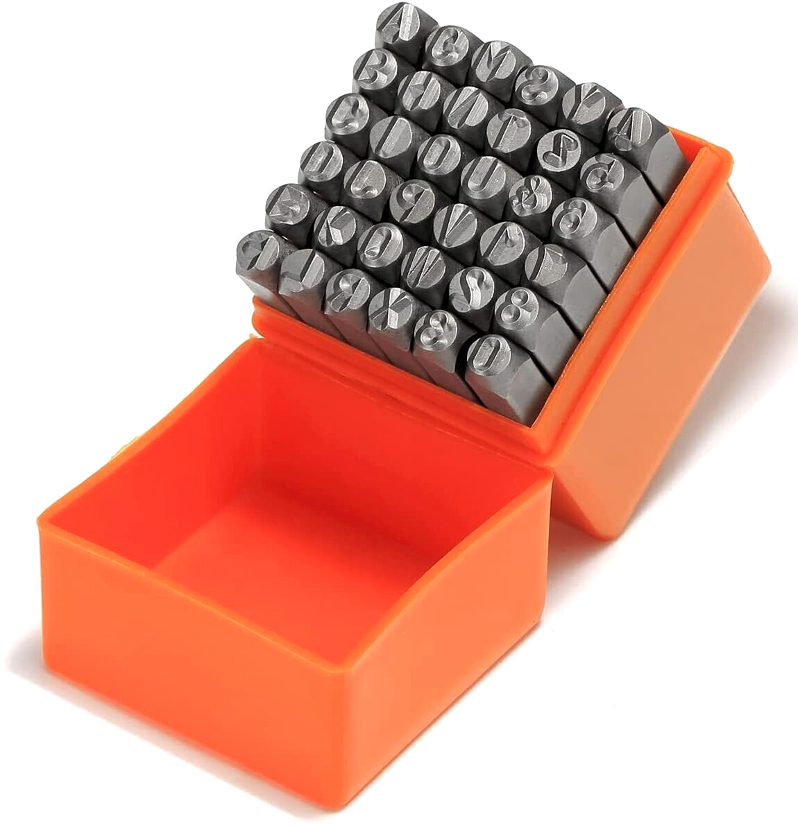 36pc 1/4″ Steel Metal Capital Letter & Vector Number Punch Stamp Set Stamping