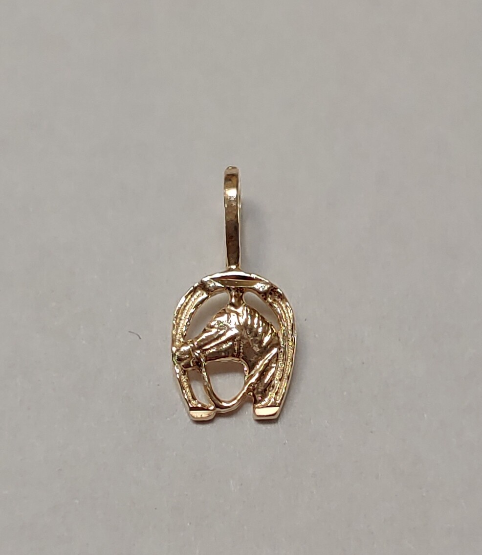 New 14k Yellow Gold Lucky Horse Shoe Charm Pendant