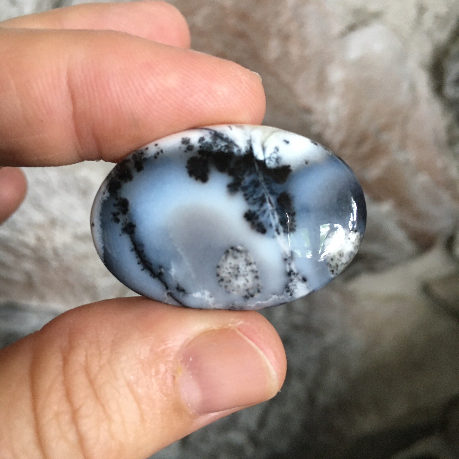 35x24x6mm Picture Like Dendrite Opal Oval Cabochon Loose Gemstone