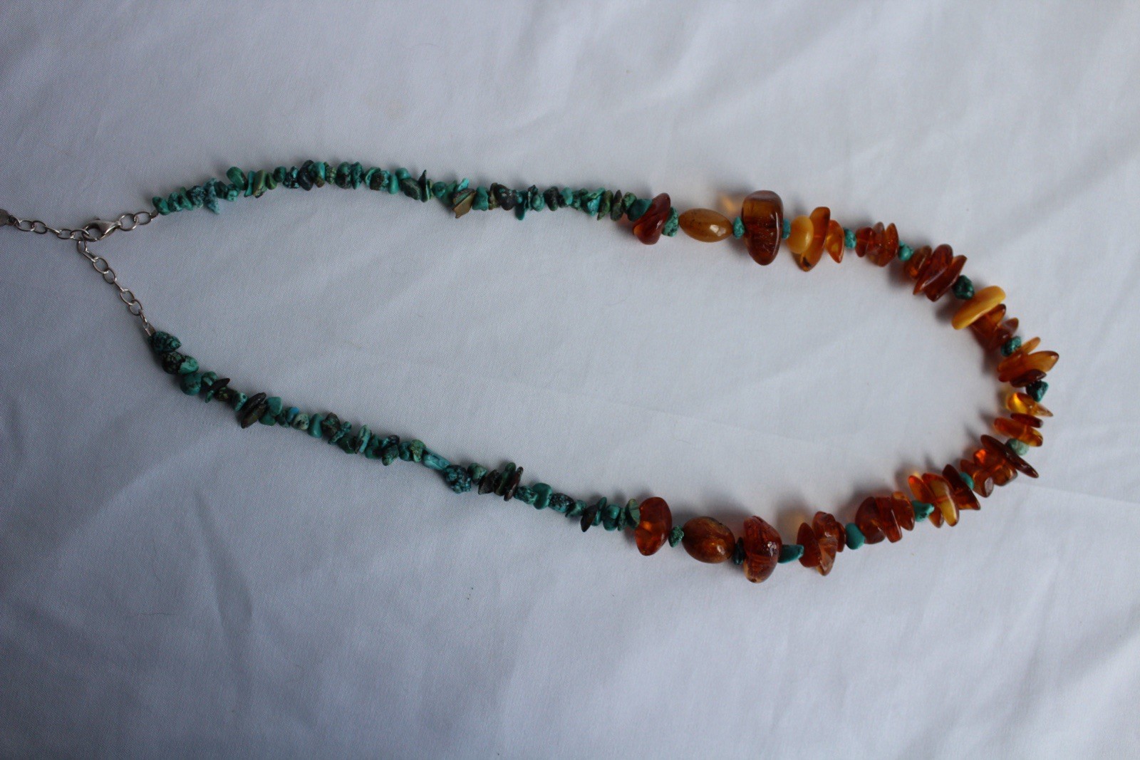 Signed Peyote Bird Sterling Silver Genuine Amber Turquoise Beads Necklace 21.5”