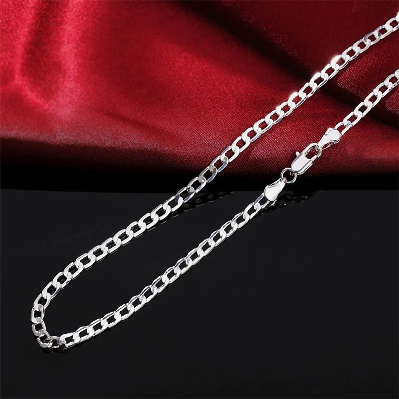 16-28″ Stainless Steel Silver Chain Cuban Curb Womens Mens Necklace 4/8/10/12mm
