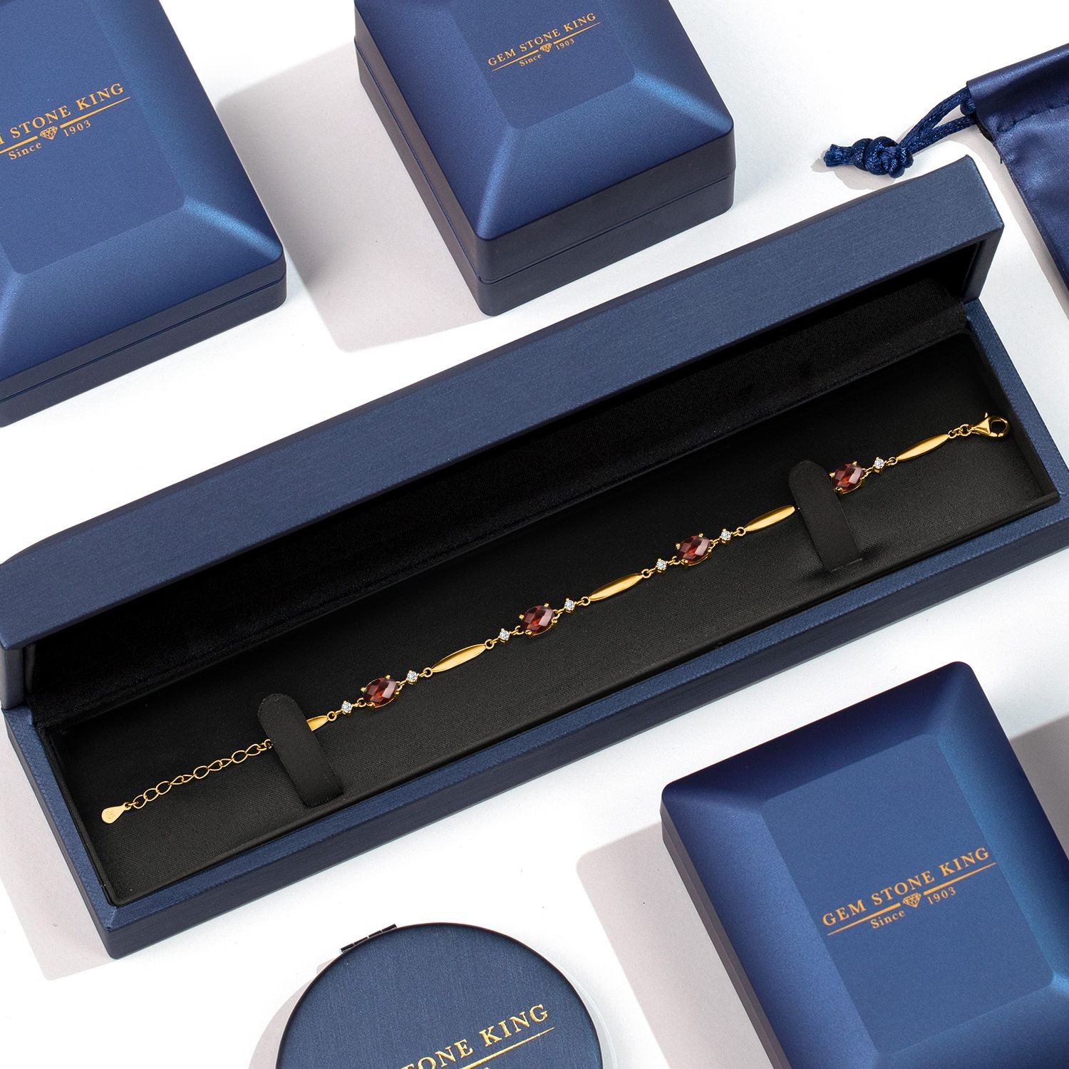 18K Yellow Gold Plated Silver Gemstone Birthstone and Diamond Tennis Bracelet