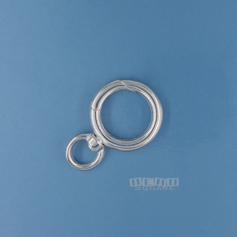 Sterling Silver 13.5mm Round Donut Clip On Clasp Connector w/Swivel Ring #33258