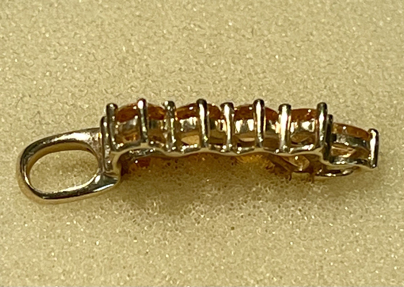 14K Gold Pendant with Citrines And Diamonds 3.32gr, 1.25”L Generous Bail Vintage