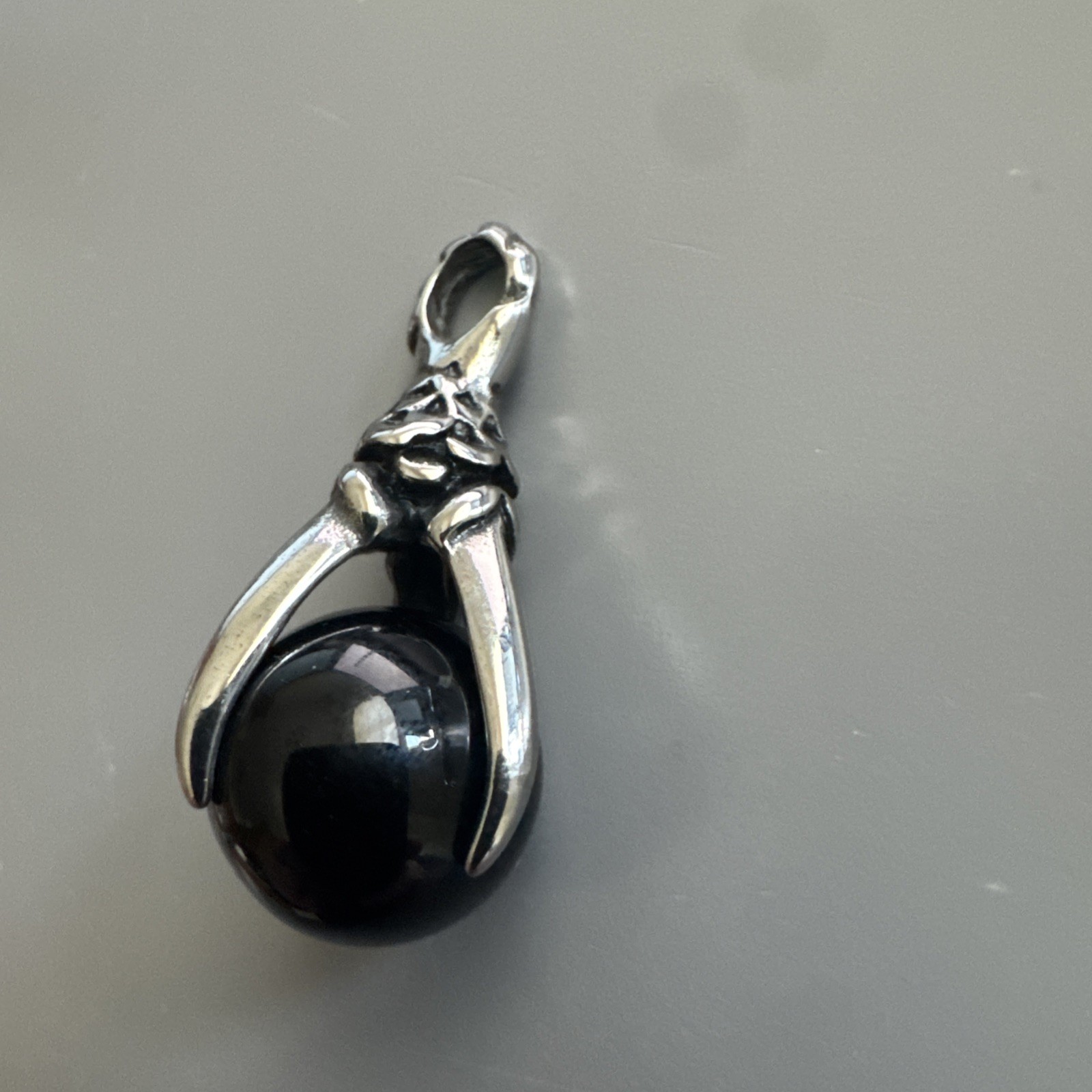 Dragon Eagle Claw Black Stone Pendant Stainless Steel 24” Chain Gift Unisex