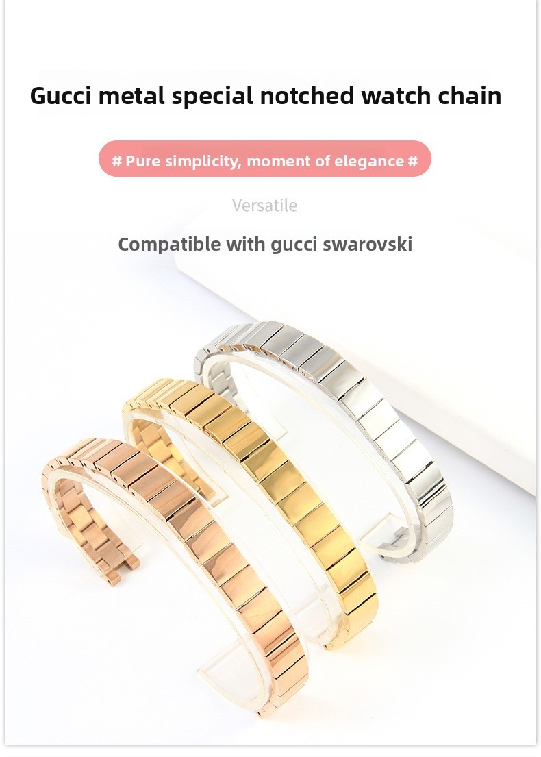 High End Notch Solid Stainless Steel Watch Band Strap 10mm for Gucci with Tools