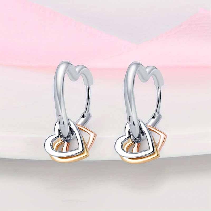 KUNSIR 925 Sterling Silver Heart Charm Drop Dangle Hoop Earrings For Women Gifts
