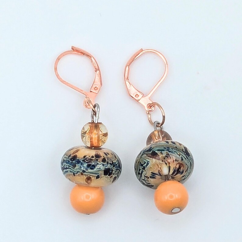 Orange Cream Floral Dangle Earrings – Casual Elegance For Everyday Wear, Women