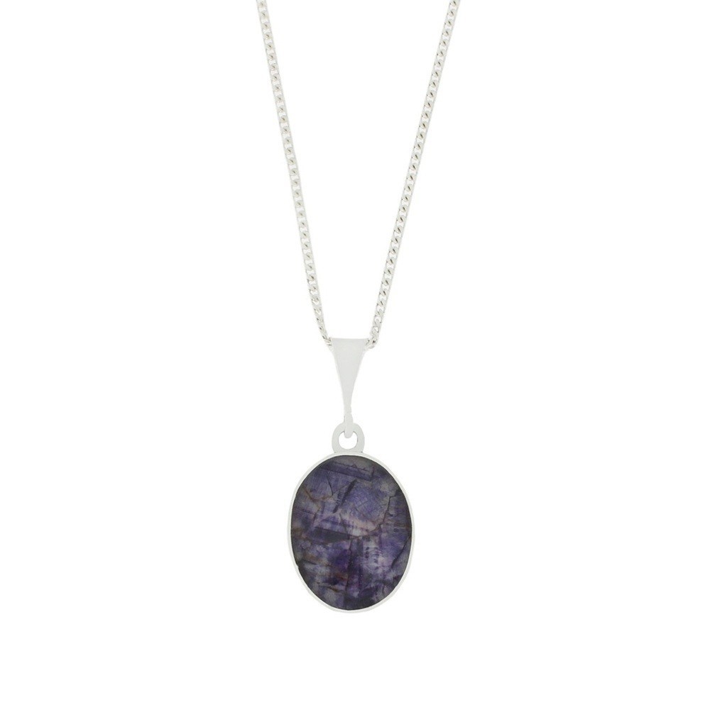 Derbyshire Blue John Reversible Sterling Silver Necklace DBJ803