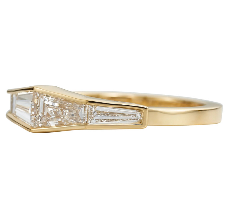 18K Yellow Gold Ring Baguette Cut 1 Carat Wedding Diamond GLI IGI Lab Created 8