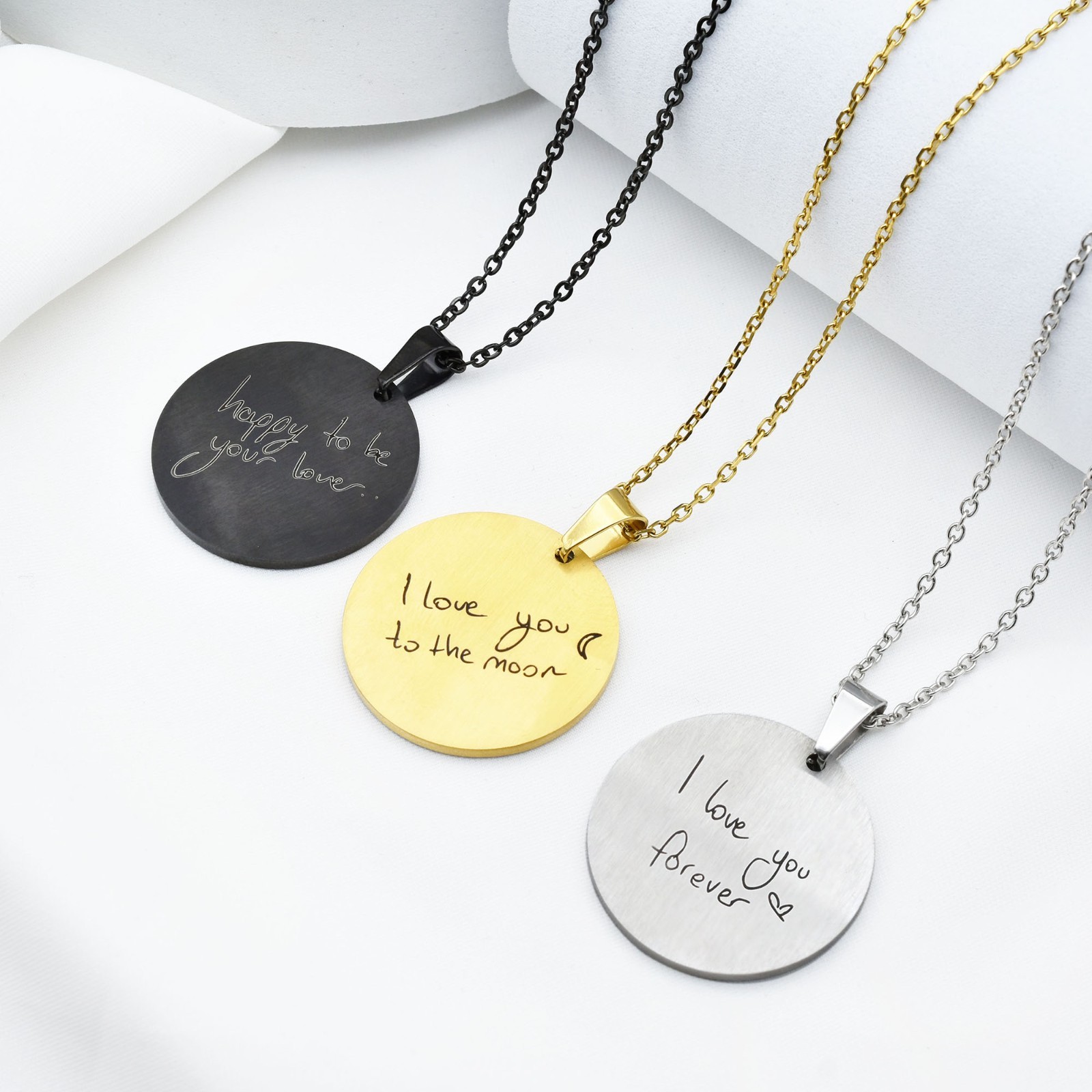 Customized Stainless Steel Laser Marked Engraved Women Pendant Necklace