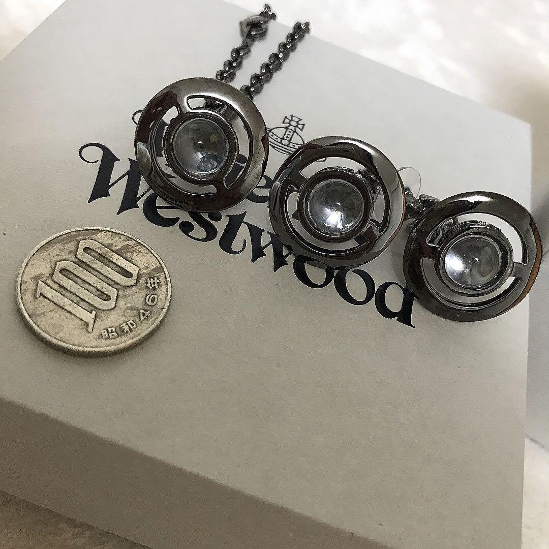 Vivienne Westwood Necklace Earrings Set Tiny Petit Orb Gunmetal NO Accessories