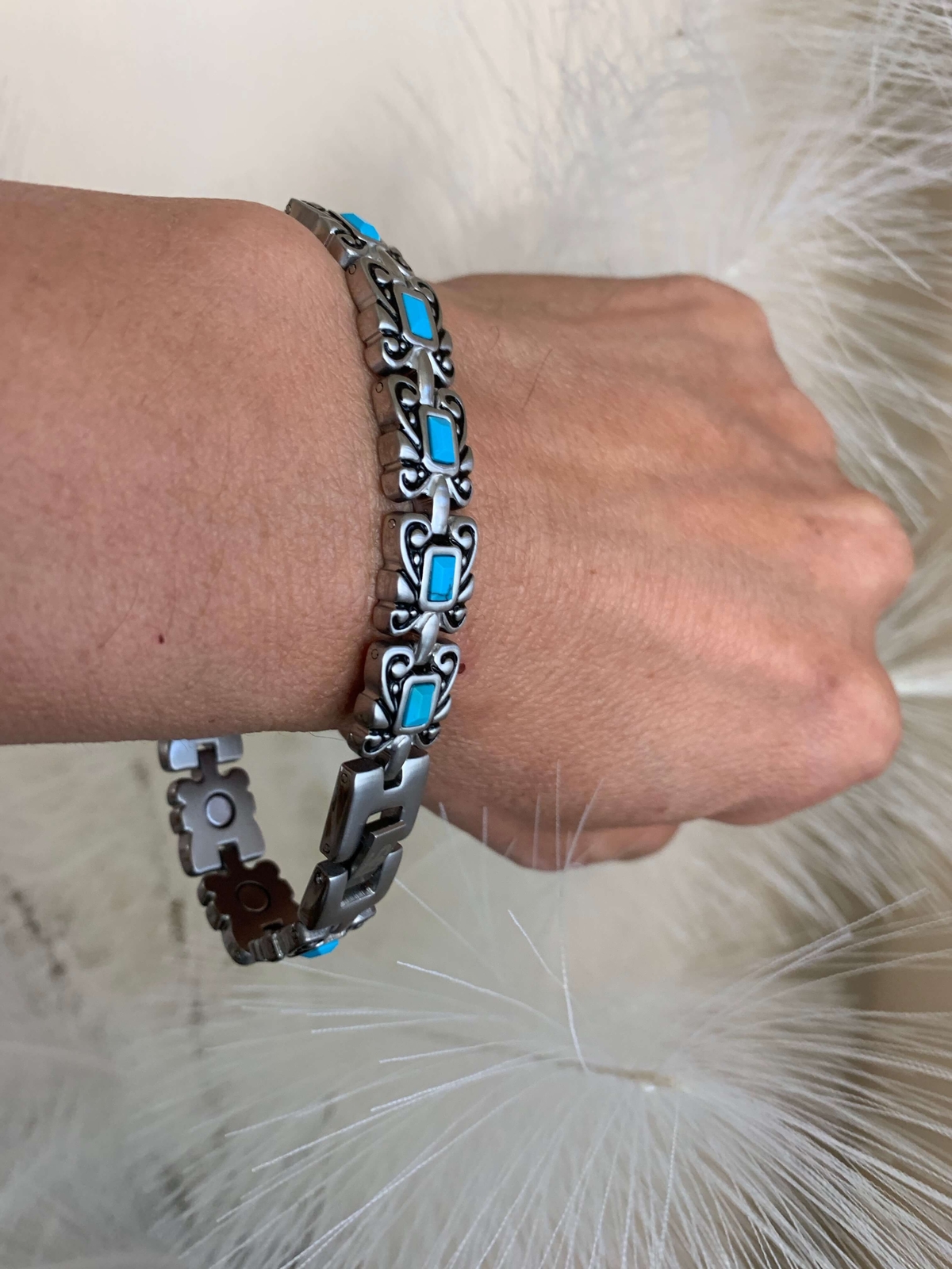 Turquoise Copper Magnetic Bracelet Men Balance Energy Power Arthritis Pain Joy