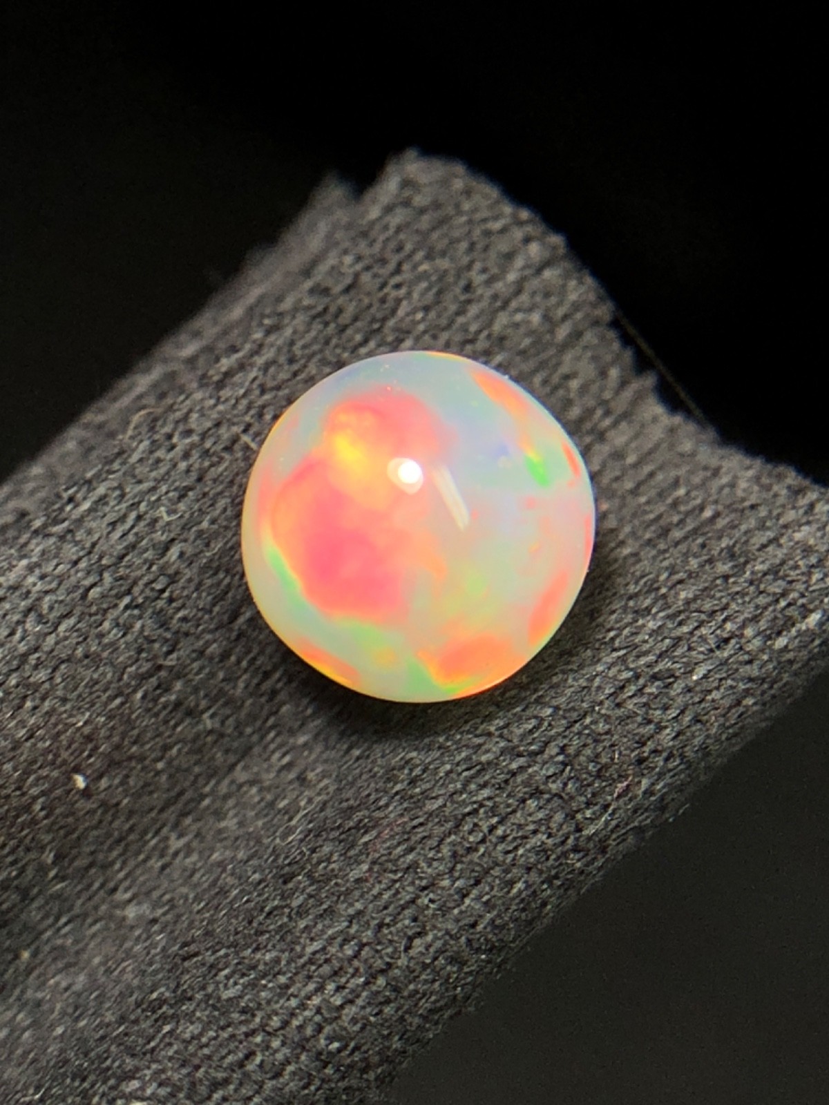 Natural White Ethiopian Opal Sphere, 6.40MM Rainbow Fire Opal Ball for jewelry