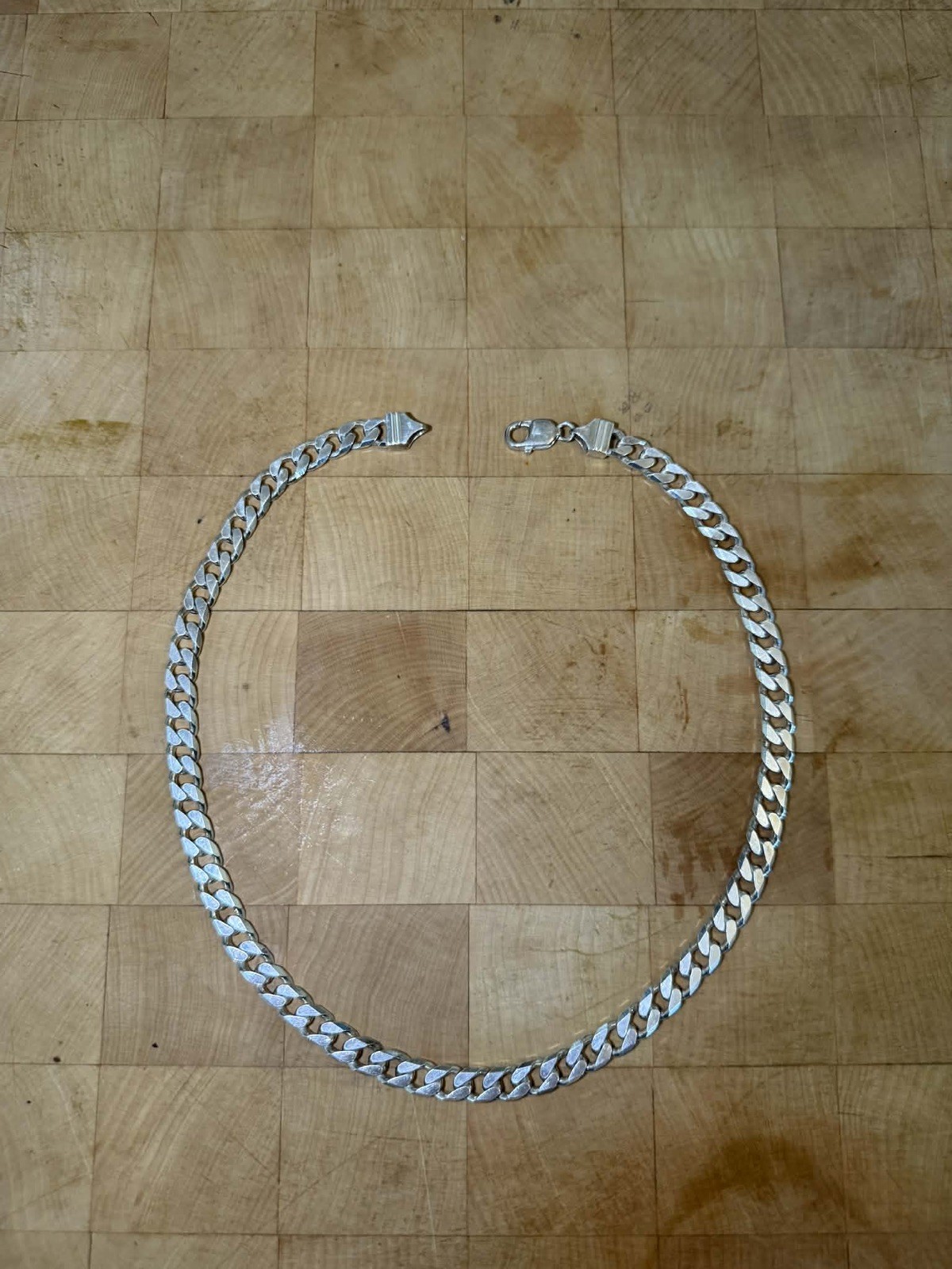 925 Sterling Silver Chunky Flat Curb Link Chain Necklace 51cm 68g