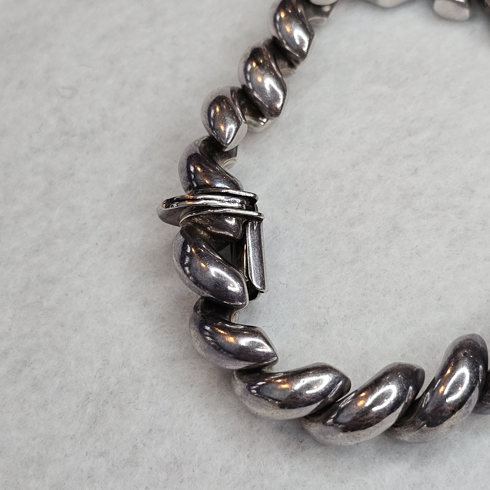 Italian 925 Sterling Silver San Marco Link Bracelet 7” Push Lock Safety