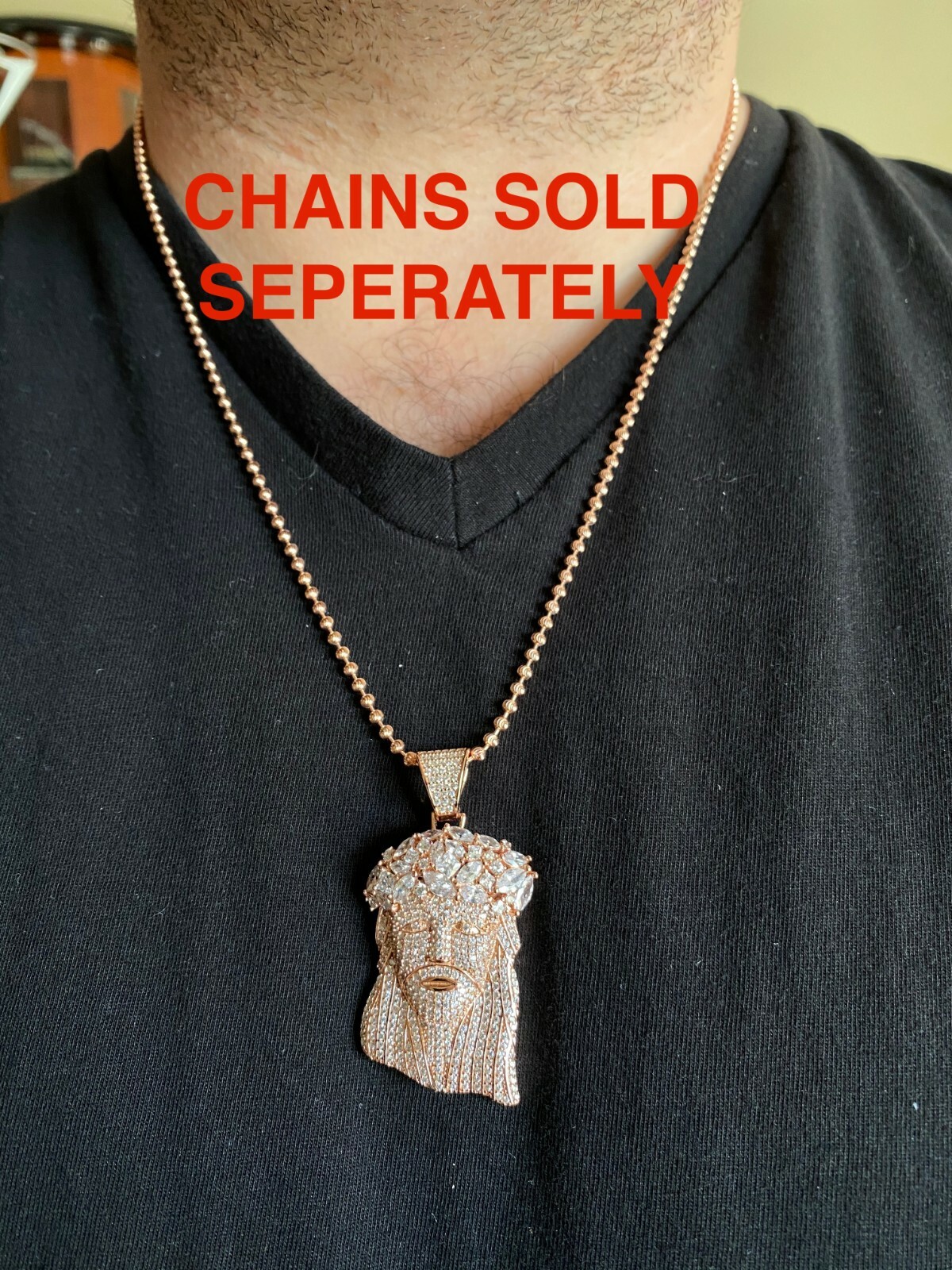 Real Hip Hop 14k Rose Gold Plated 925 Sterling Silver Jesus Piece CZ Pendant Icy
