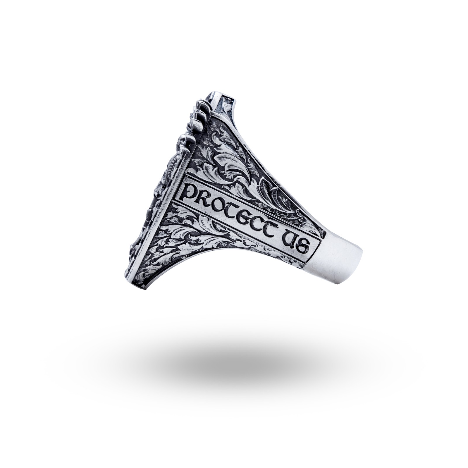 Archangel St Michael Dragon Wings Extraordinary Christian Faith 925 Silver Ring