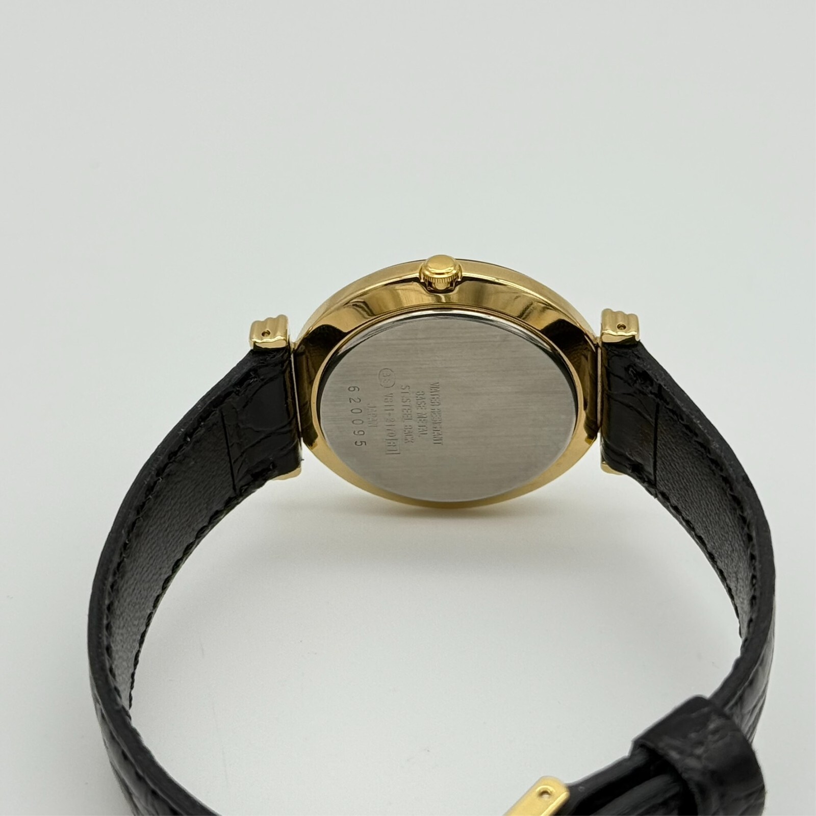 Unworn SEIKO Gold Tone 32mm Dress/Formal Watch, Black Leather, Runs, V811-2170