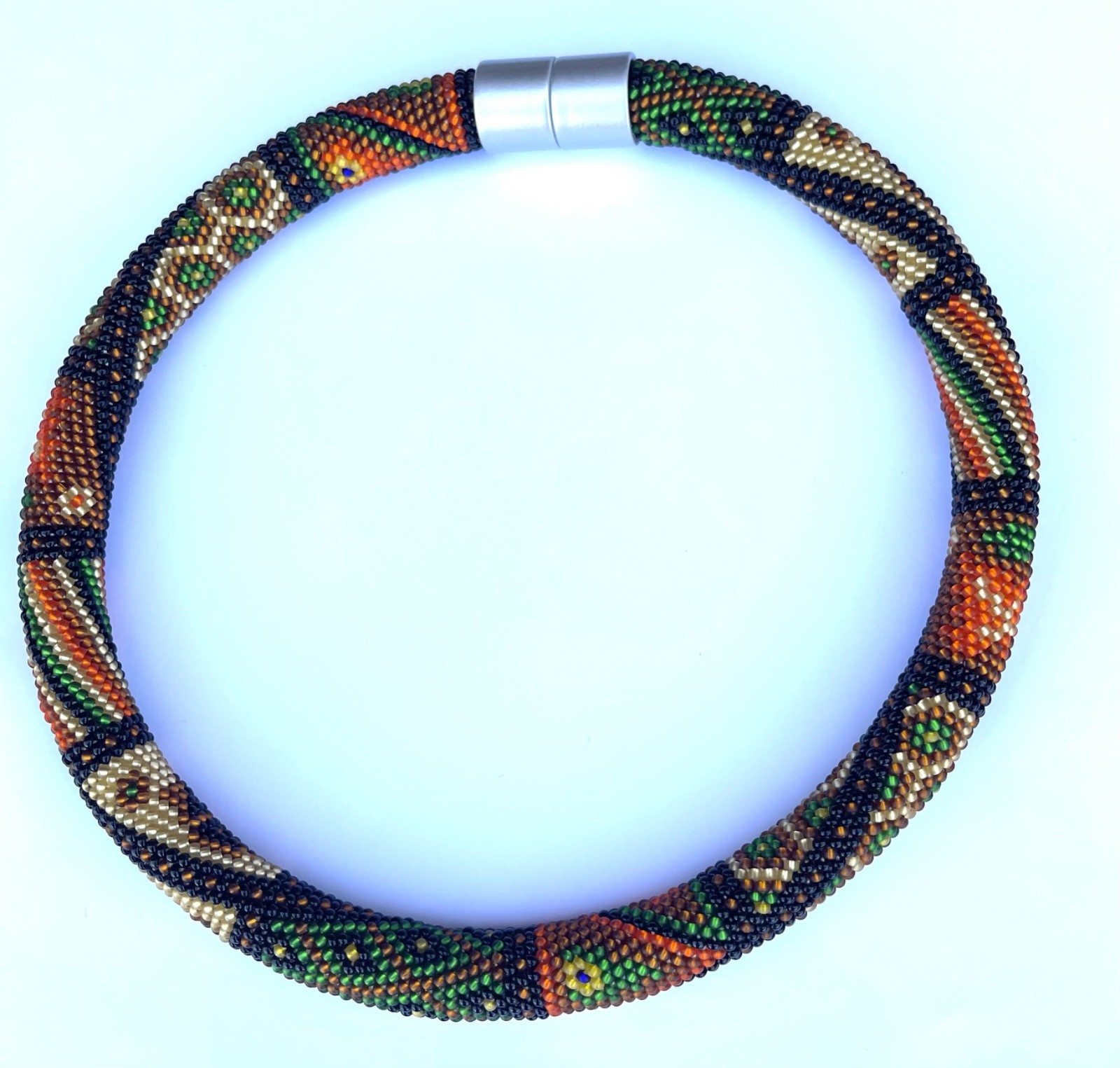 Hand Crafted Multicolor Crochet Seed Bead Chocker Artisan Necklace 18″