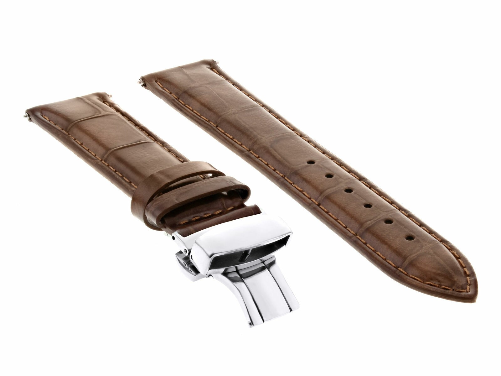 20mm Light Brown Leather Replacement Watch Strap Deployment Clasp For Tag Heuer