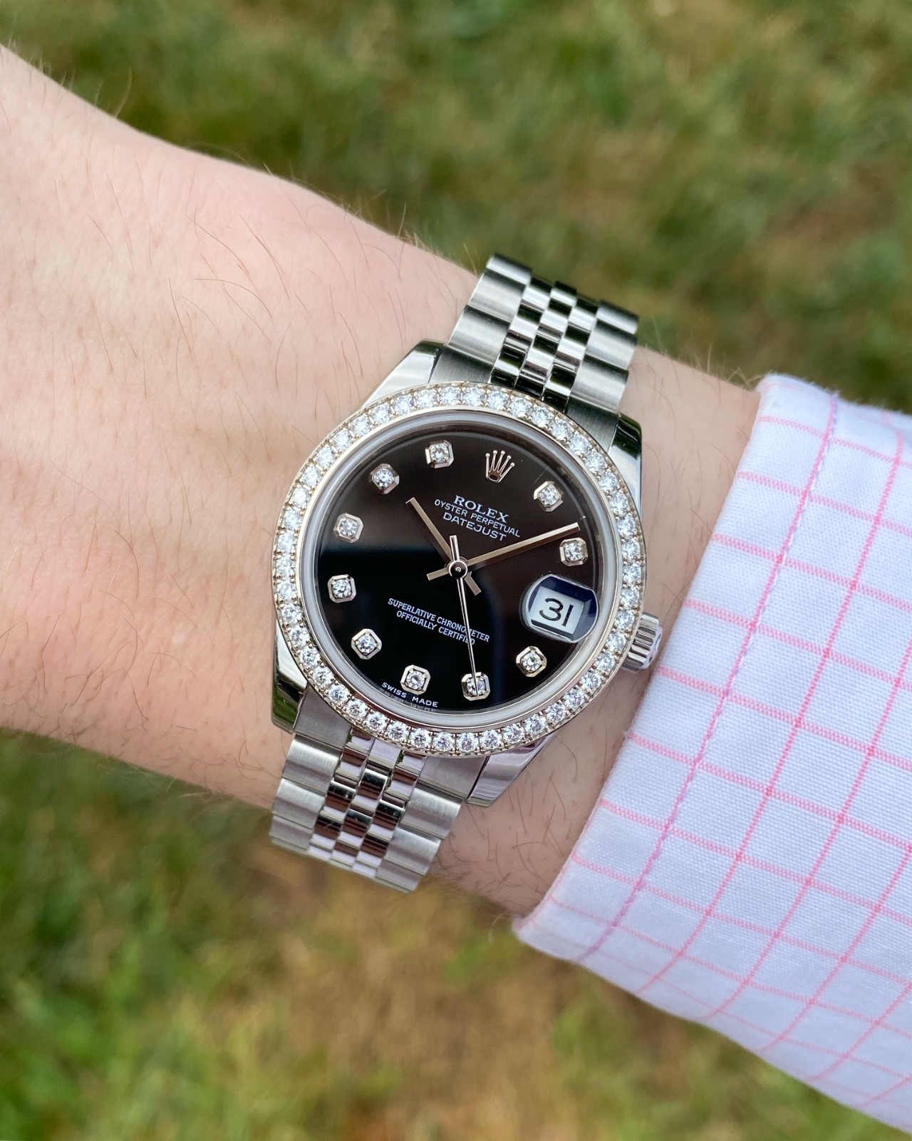2011 Rolex 178384 Datejust 31mm Mid-Size Factory Diamond Bezel & Dial on Jubilee
