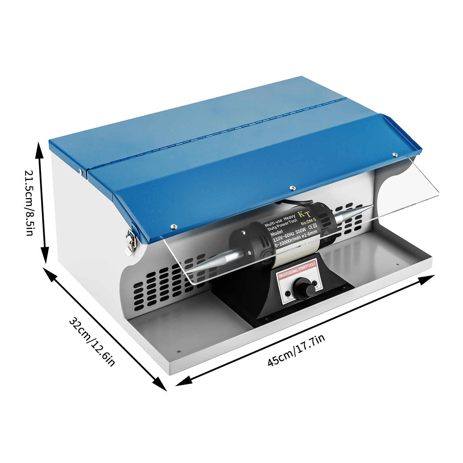 Benchtop Polishing Buffing Machine Jewelry Polisher Dust Collector W/ Light 500W