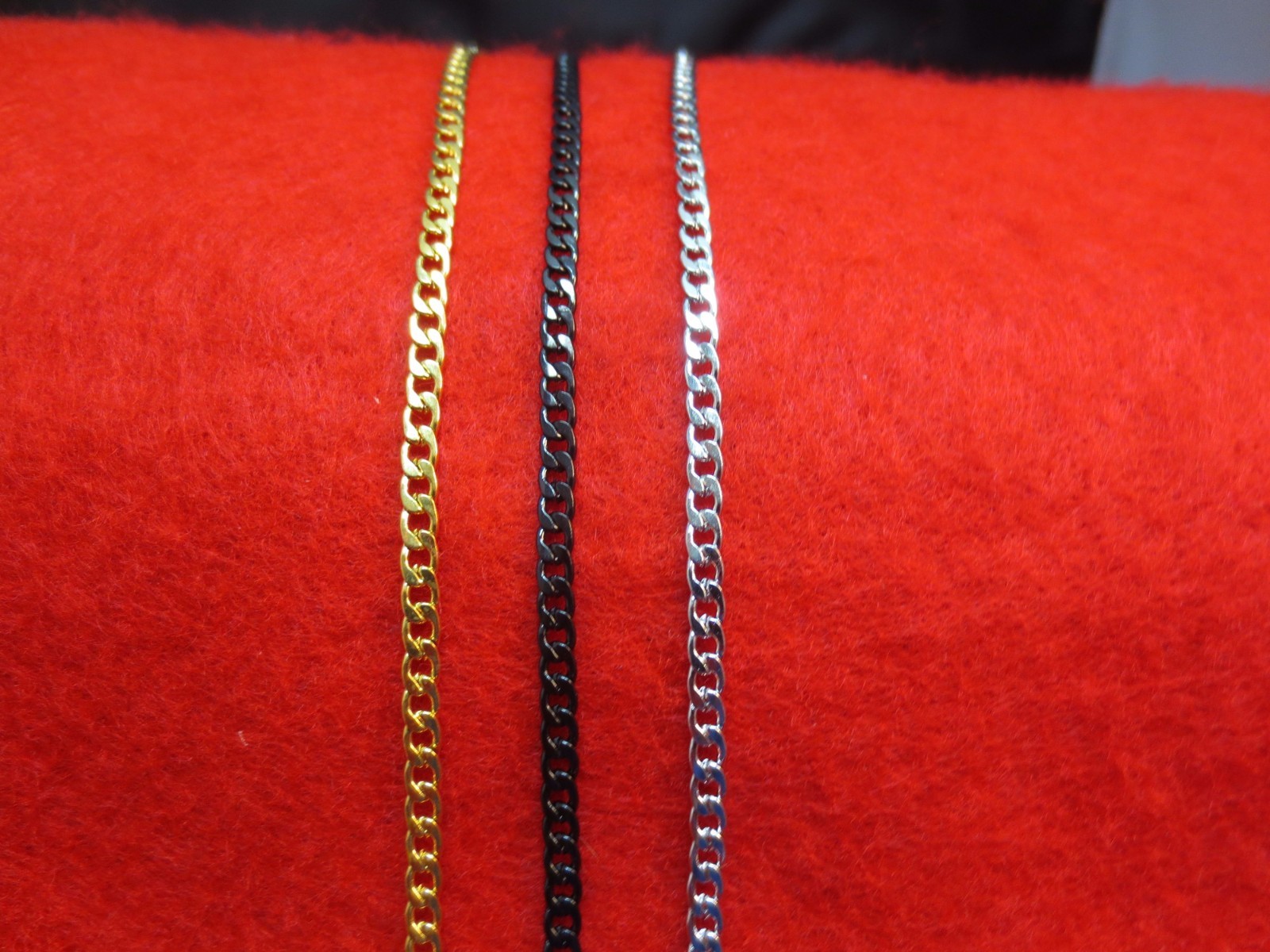 STAINLESS STEEL 16″-50″ 3MM GOLD,SILVER,BLACK, PLATED CURB CHAIN NECKLACE