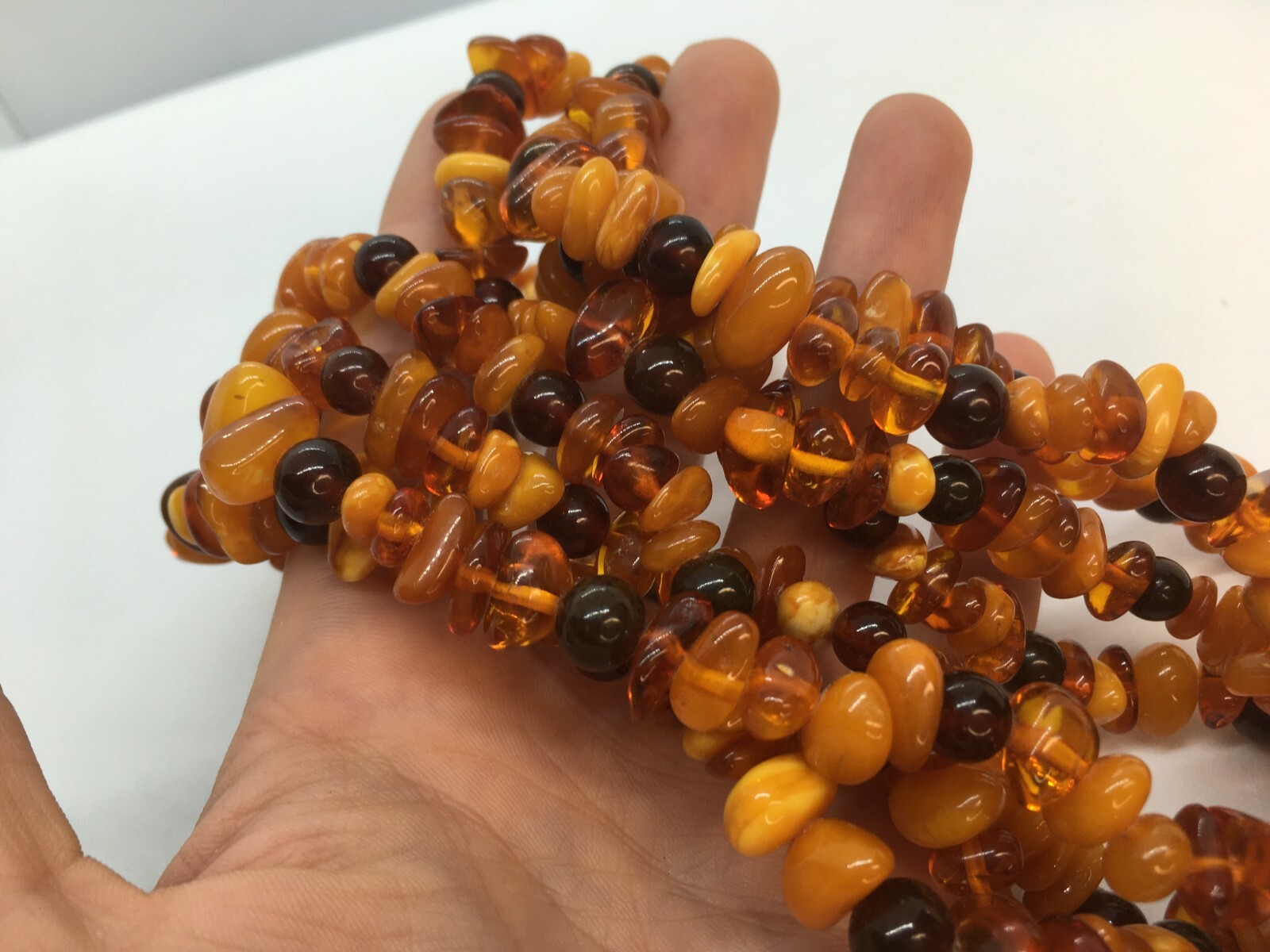 Vintage Genuine Baltic Butterscotch Amber Necklace 84″ SUPER Long Necklace 114g