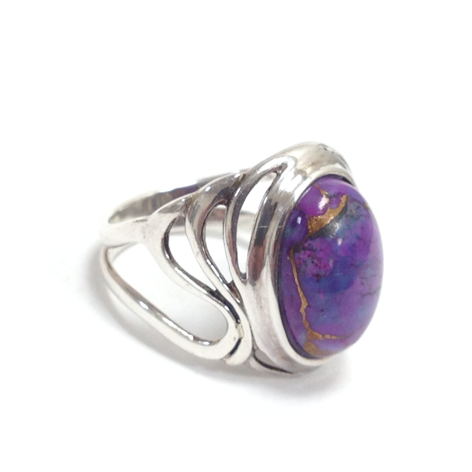 BBJ Bangkok Ratnaraj 925 Sterling Silver Purple Copper Turquoise Ring Size 6