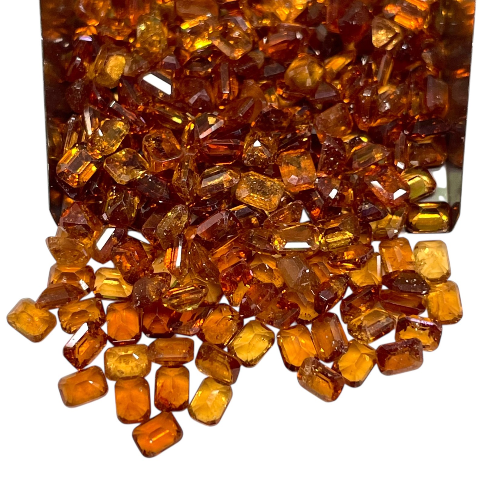50 Pcs Natural Hessonite Garnet 3.8×2.8mm Emerald Cut Loose Untreated Gemstones