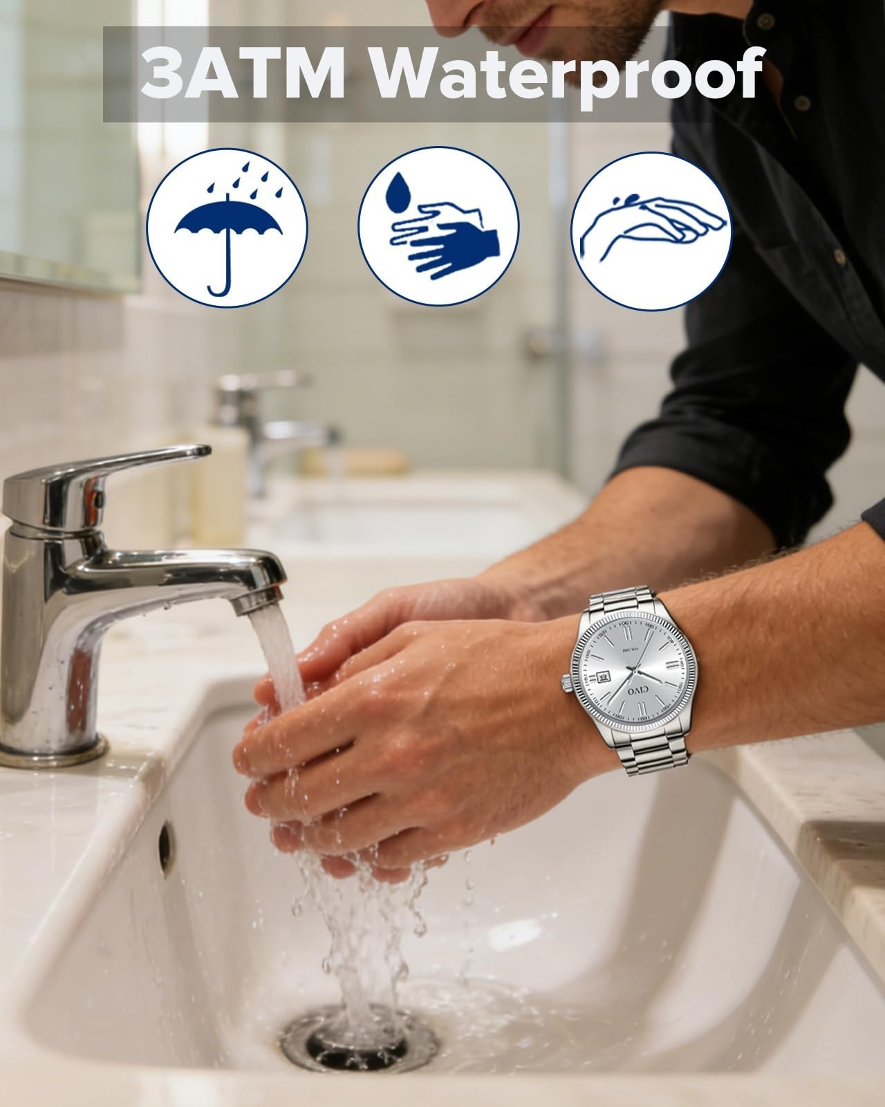 Stylish Men’s Analog Watch – Easy-to-Read Date Display, Stainless Steel Dress Wa