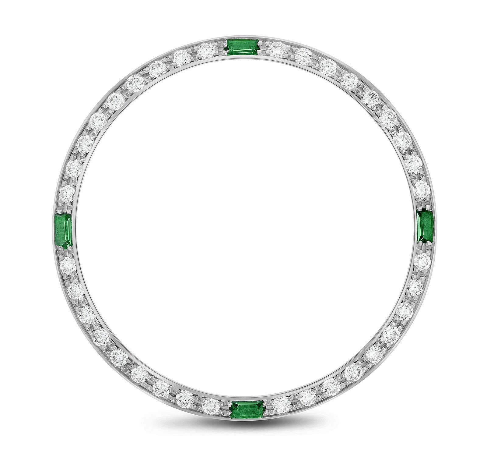 14KW GOLD .90CT BEAD SET NATURAL DIAMOND BEZEL FOR ROLEX 34MM WITH 4 EMERALDS