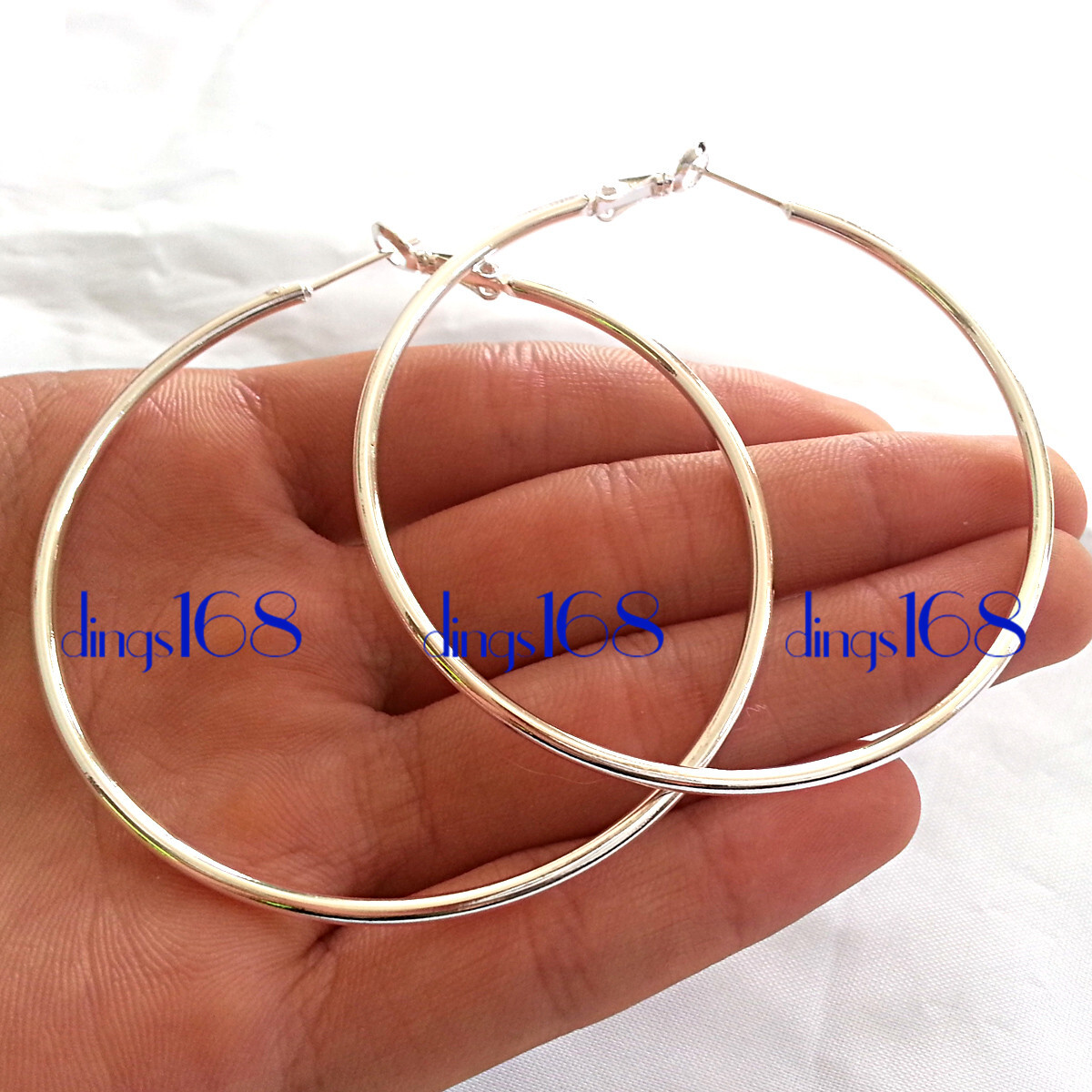 925 Sterling Silver Tarnish-Free 70mm Very Large 2mm Thin Tube Hoop Earrings G2F