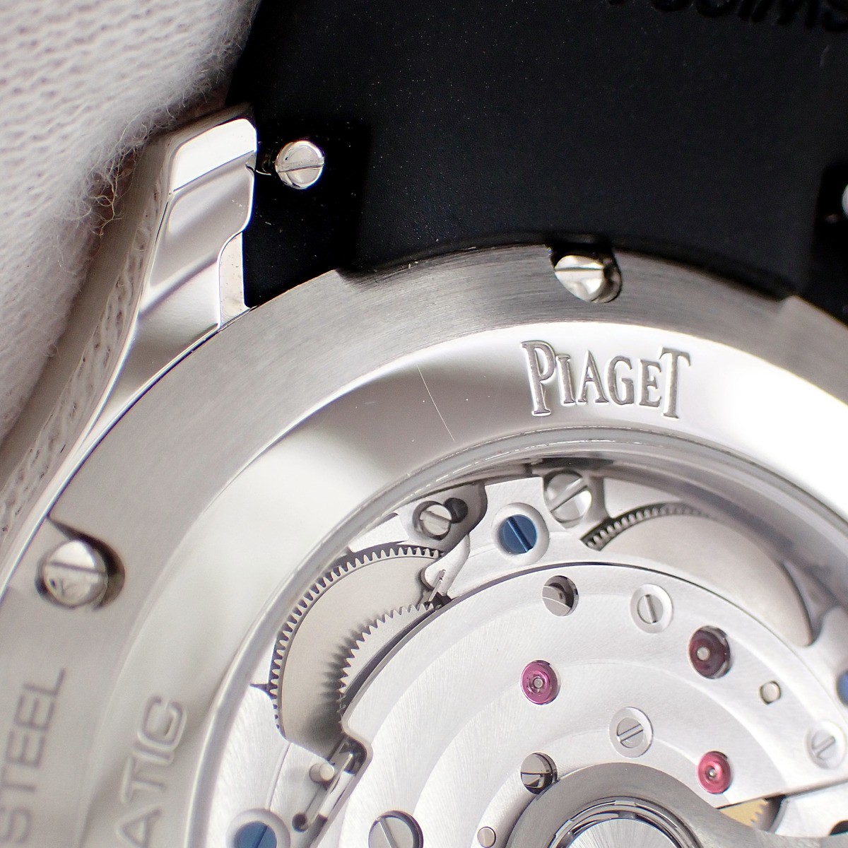 PIAGET Polo Date G0A47014 Black guilloché border pattern cushion-shaped di