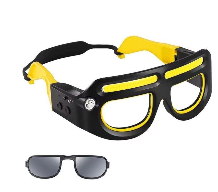 Rechargeable LED Work Glasses with Adjustable Strap, Hands-Free Headlights.