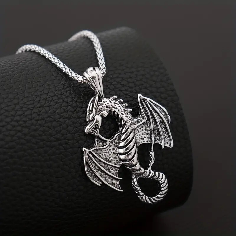 Elegant 925 Sterling Silver Charms Fashion Unique Flying Dragon Pendant Necklace