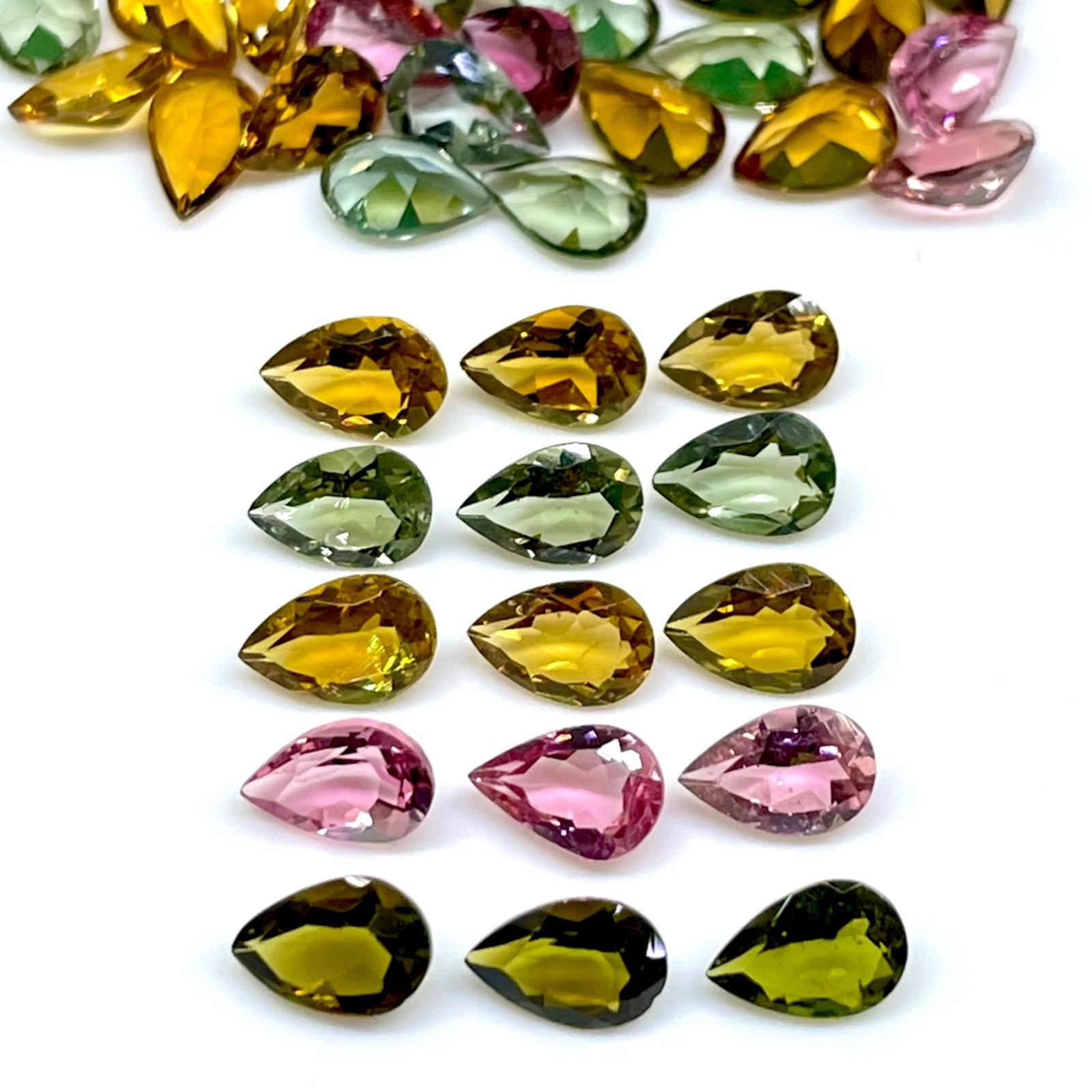 VVS 15 Pcs Natural Multi Tourmaline 6x4mm Pear Cut Loose Untreated Gemstones Lot