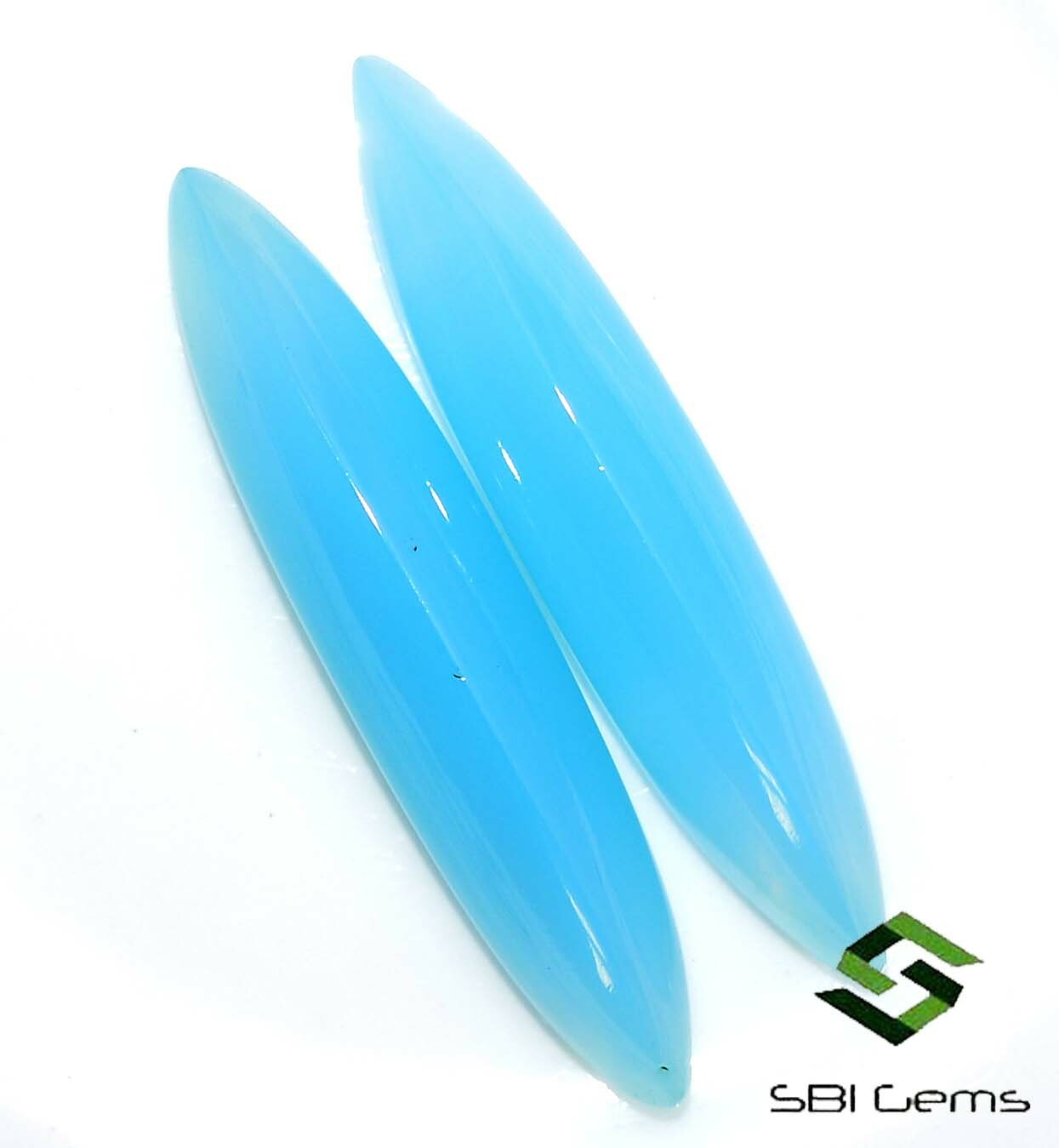 30×6 mm Natural Chalcedony Fancy Long Shape Cabochon Pair 13.21 CTS Loose Gems