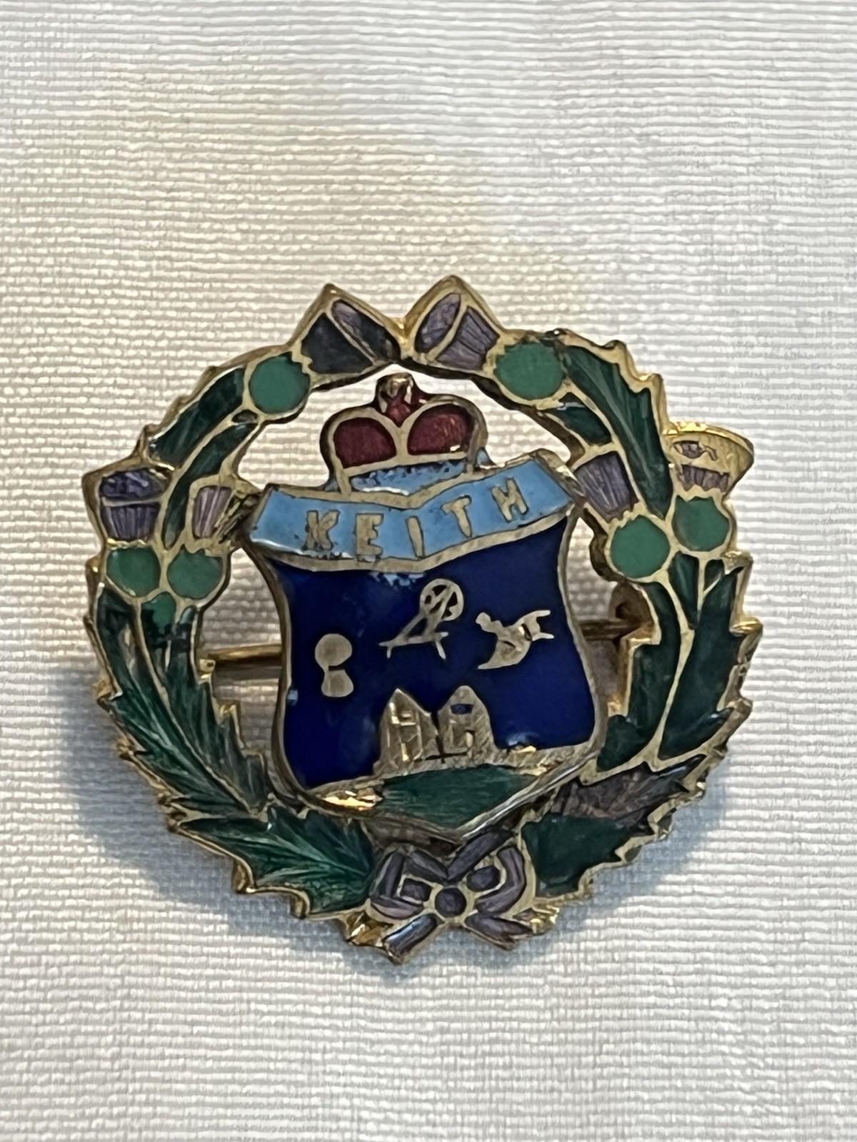 Vintage KEITH Clan Coat of Arms Enamel Heraldic Brooch Pin Scotland Crest