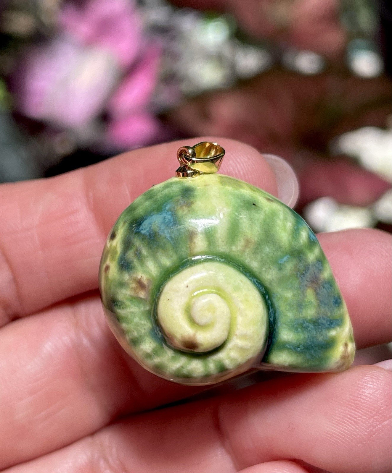 Handmade Ceramic Pendant Jewelry. Unique piece. Garden